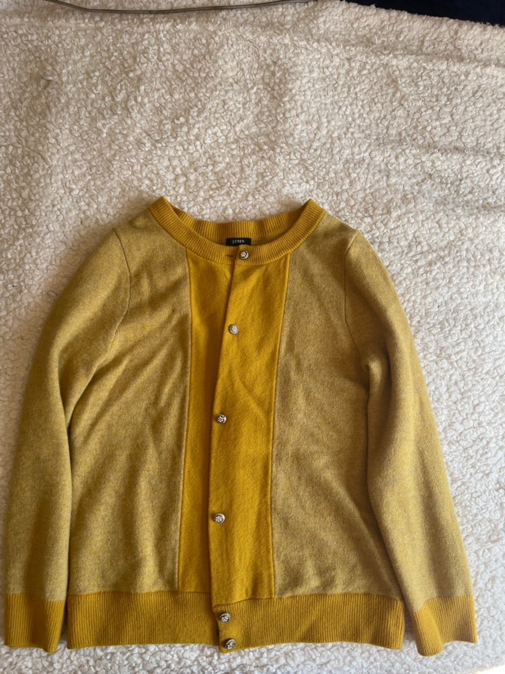 J. Crew Two-Tone Mustard Yellow Button Cardigan